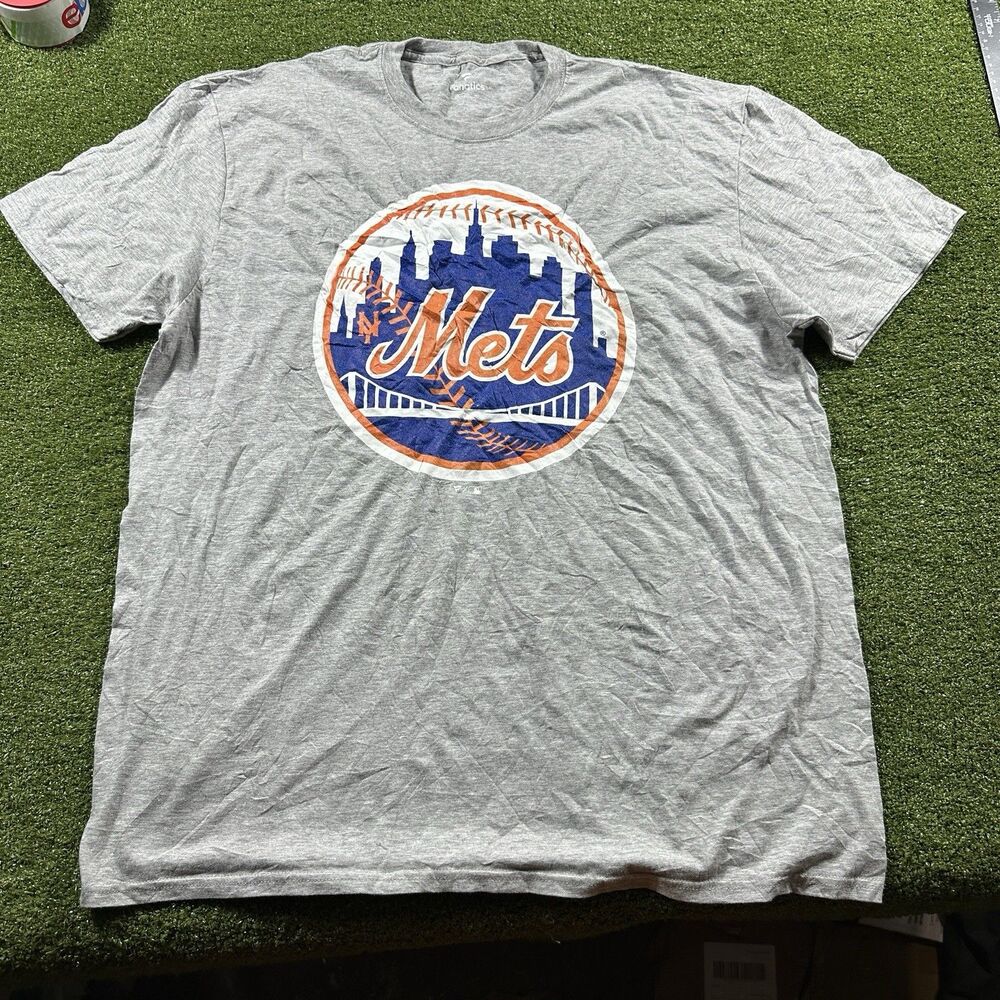 New York Mets Fanatics Men's 2XL Gray Logo T-Shirt NWOT MLB